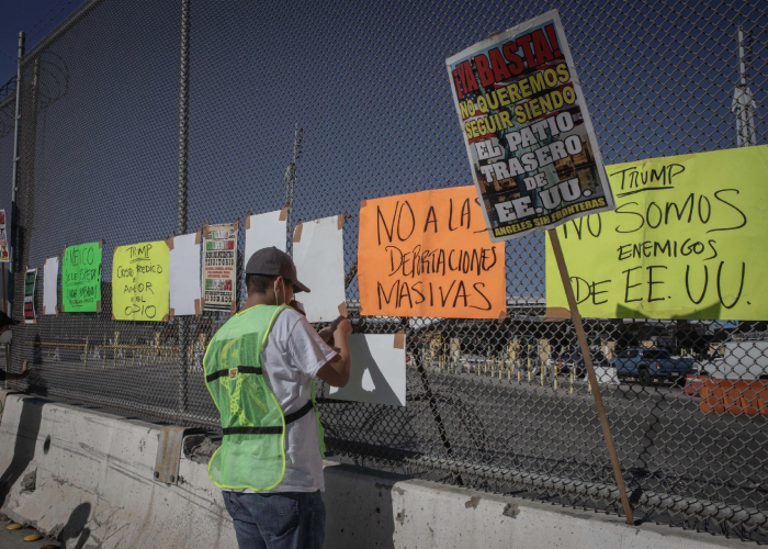 Protestas de migrantes en la frontera de EU contra Donald Trump.