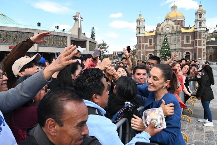 La Presidenta Claudia Sheinbaum en la Basílica de Guadalupe. 