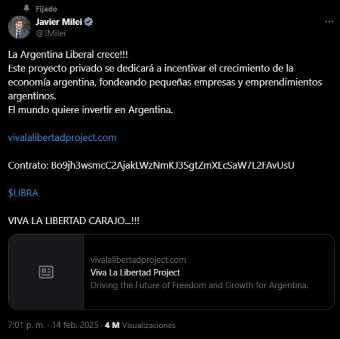 Milei causa pérdidas millonarias con $Libra.